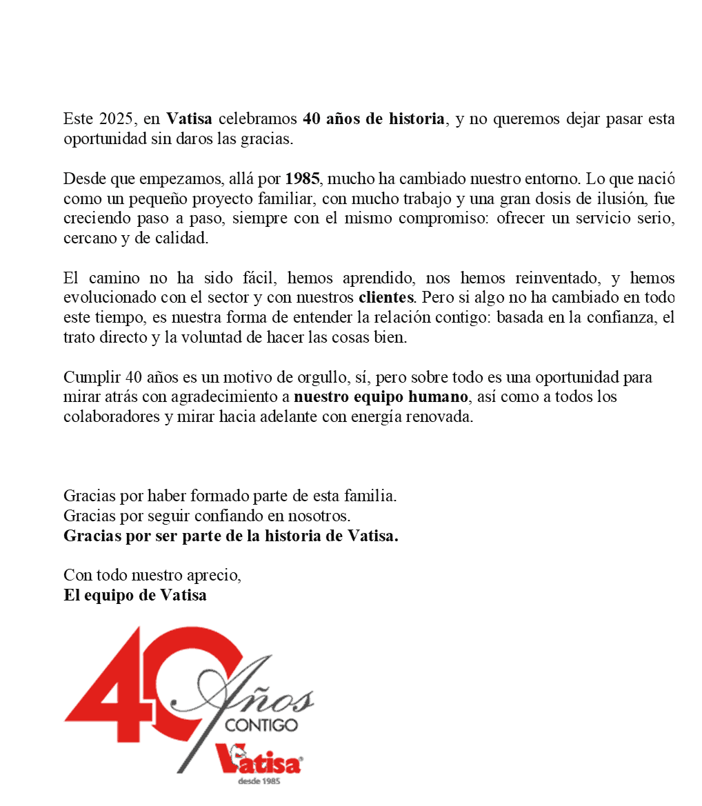 Carta aniversario Vatisa