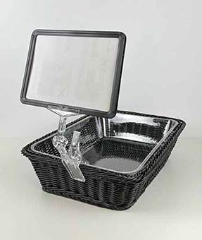 Cestas accesorios para productos, precios y cartelería